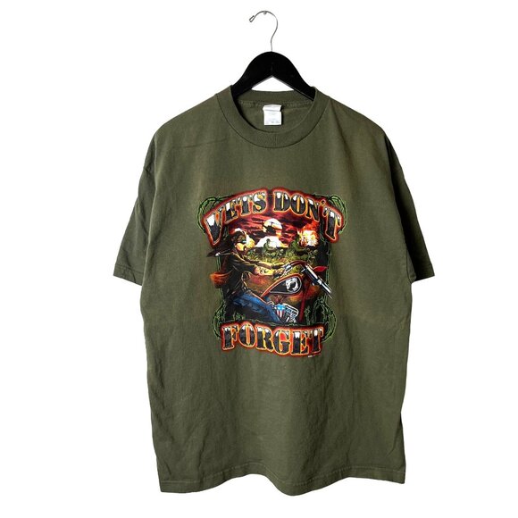 Vietnam Vets T Shirt Vintage Y2K Large L Adult Brown Graphic Tee - Picture 1 of 14